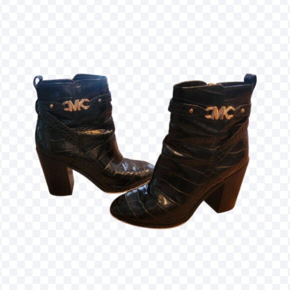 Michael Michael Kors Farrah Tronchetto Donna Embossed Boots Black - Picture 1 of 9